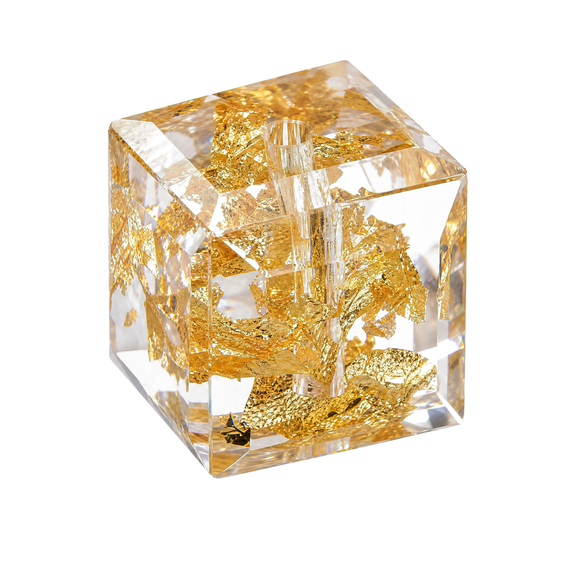 Gold Foil Phantom Quartz Cube